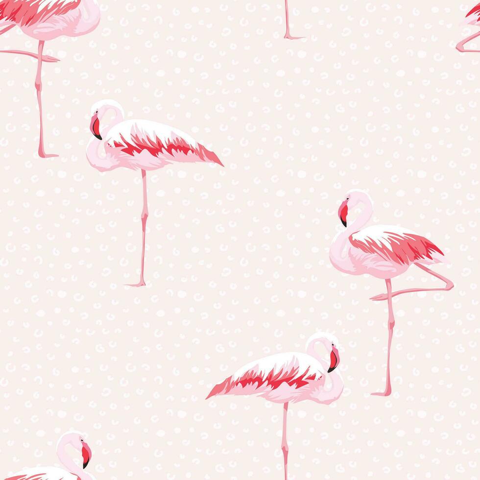 a pink flamingo pattern with polka dots vector