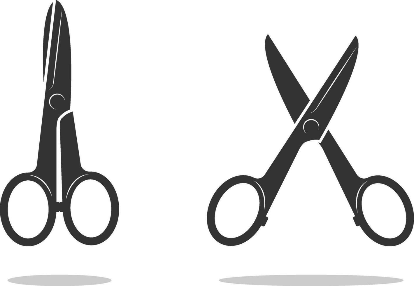 Set scissor icon. Scissors vector design element or logo template. Black and white silhouette isolated.