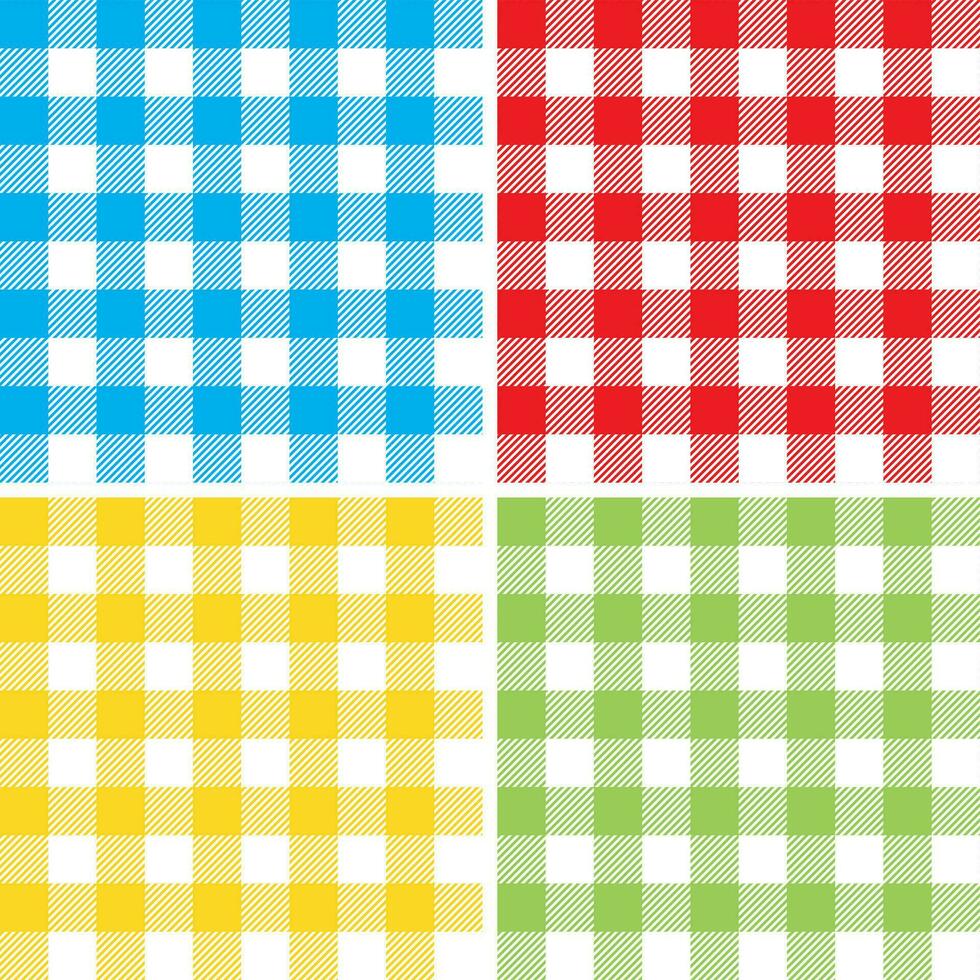 set checkered colors tablecloth seamless pattern vector