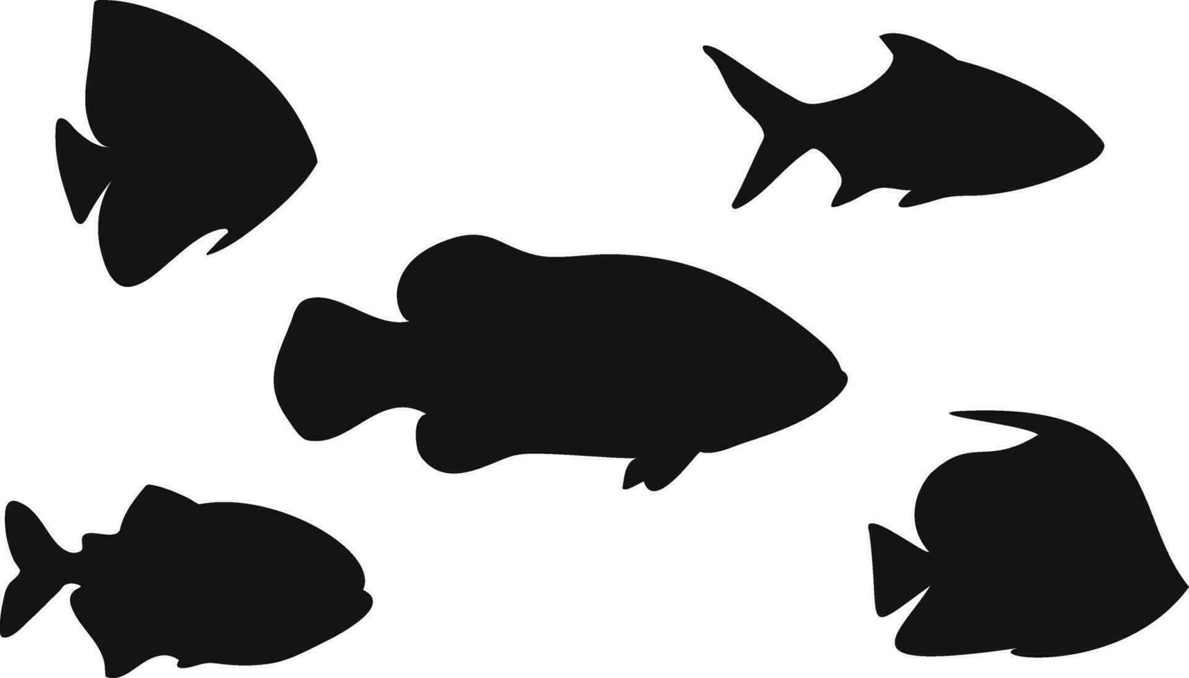 conjunto de pescado silueta vector ilustración. gráfico submarino animal símbolo
