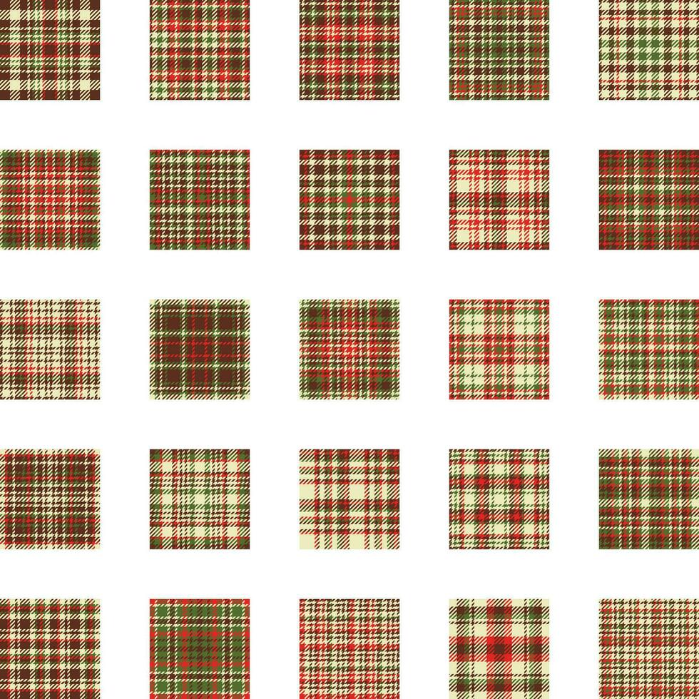 Christmas pattern seamless vector. Check plaid fabric texture effect. Set flat design template for holiday background, wrapping paper, gift cover. vector