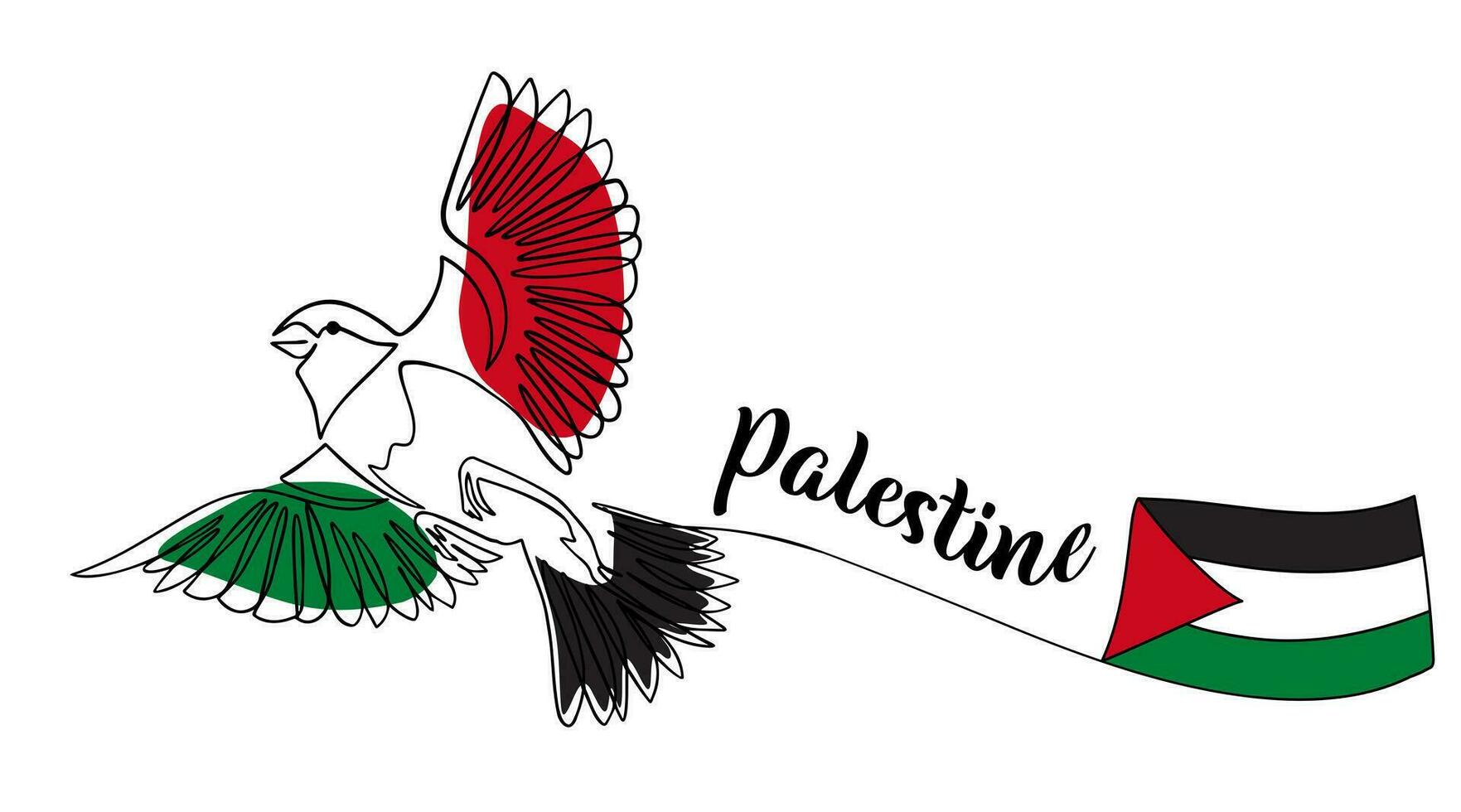 Free Palestine banner Design. Stand with palestine. No war sign with flying bird as a symbol of freedom vector