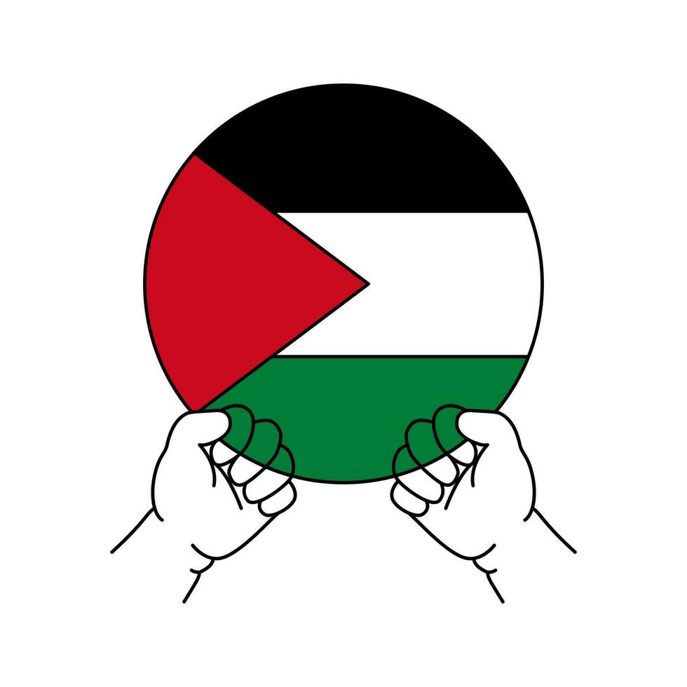 Free Palestine Design. Stand with palestine. No War with hand holding flag illustration vector