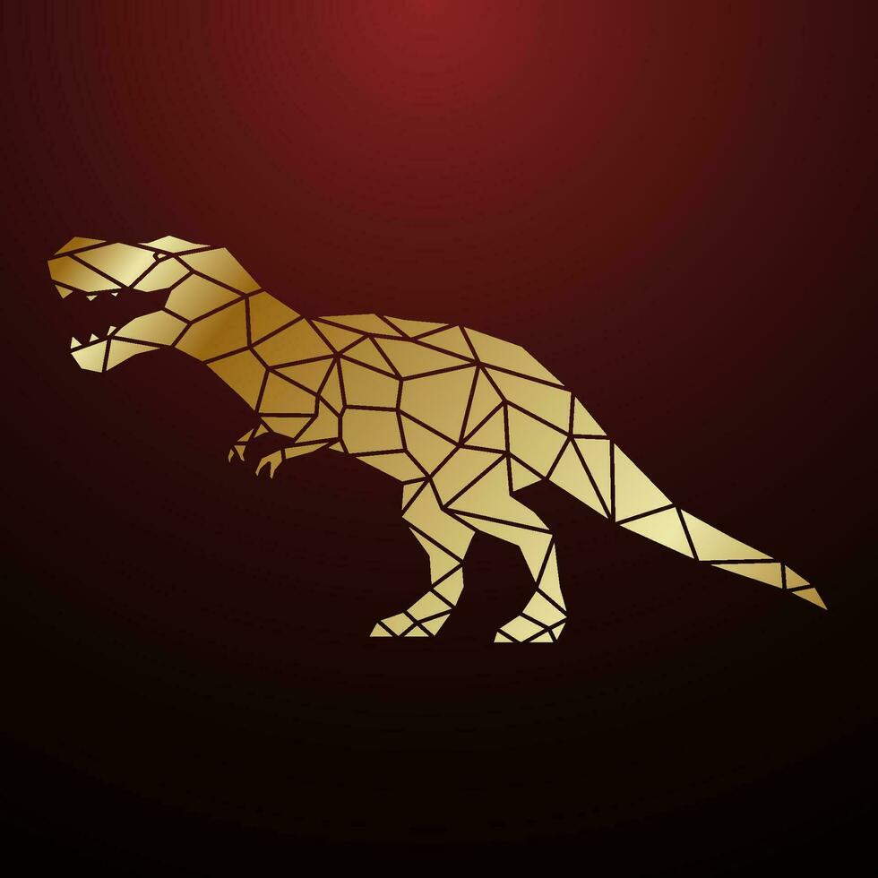 Golden geometric Tyrannosaurus dinosaur illustration. vector