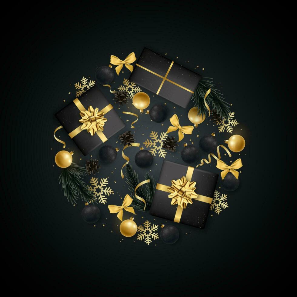 Christmas greeting card. Flat lay composition. vector