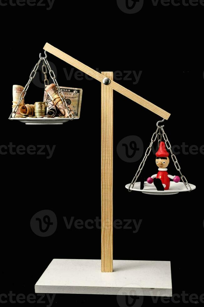 Scales weighing objects photo