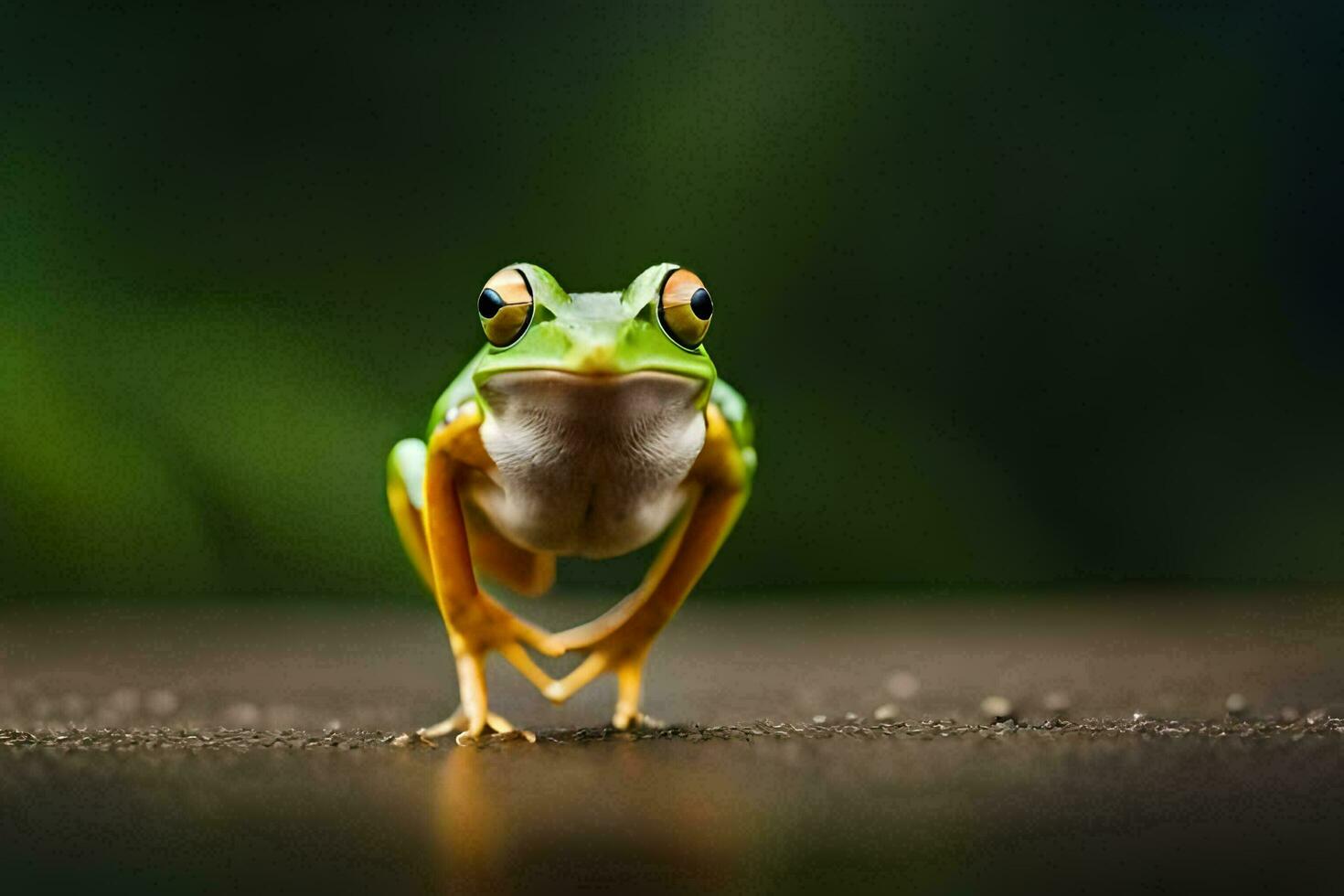 a frog is standing on its hind legs. AI-Generated photo