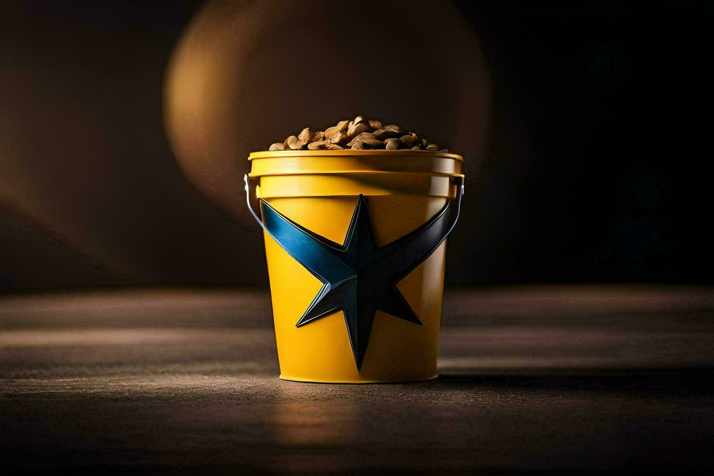 a yellow bucket with a star on it. AI-Generated photo