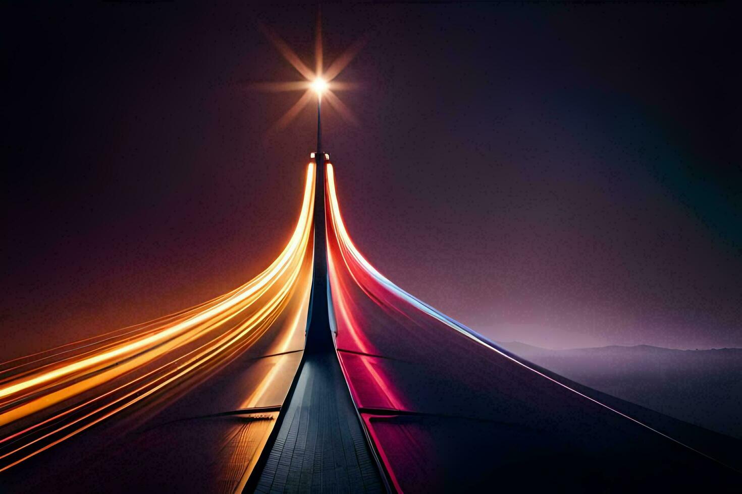a long exposure photograph of a bridge at night. AI-Generated photo