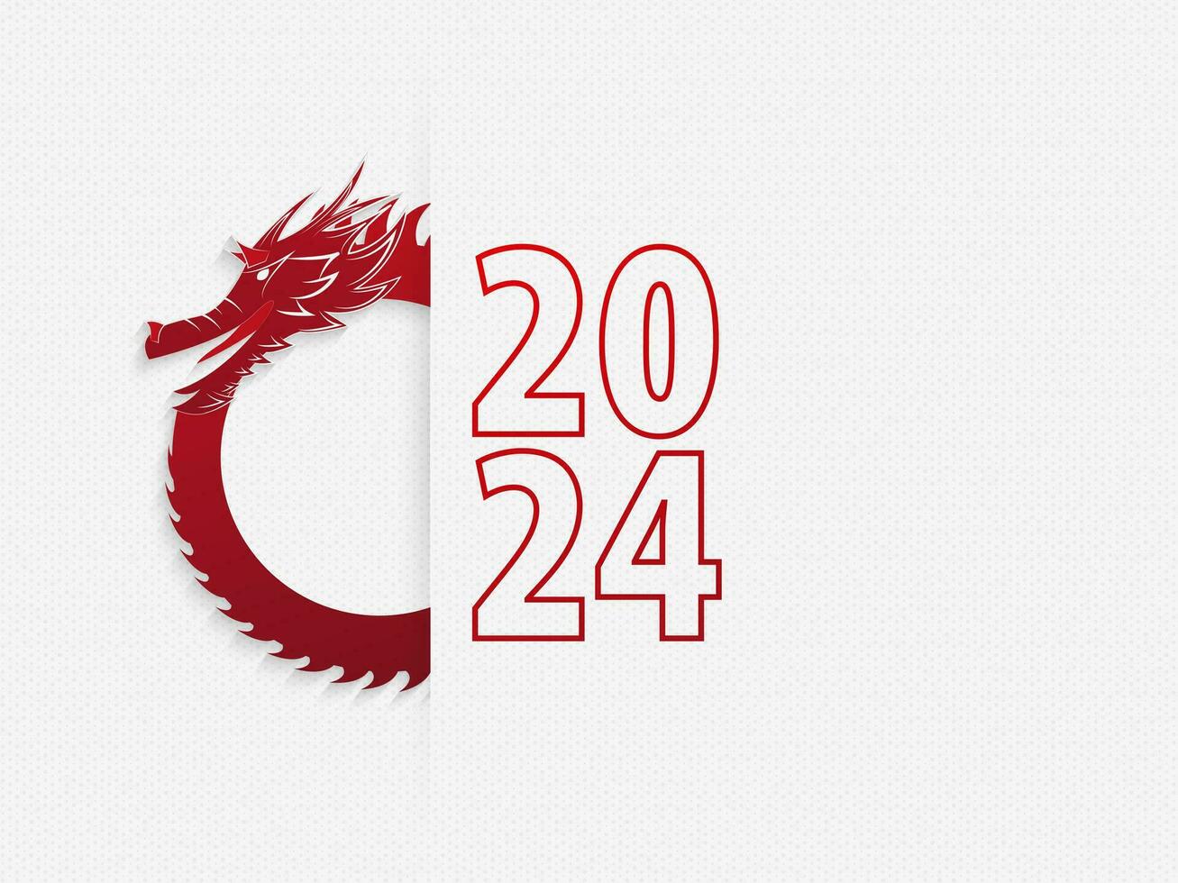 Year 2024 celebration design, head of Dragon with number 2024. vector