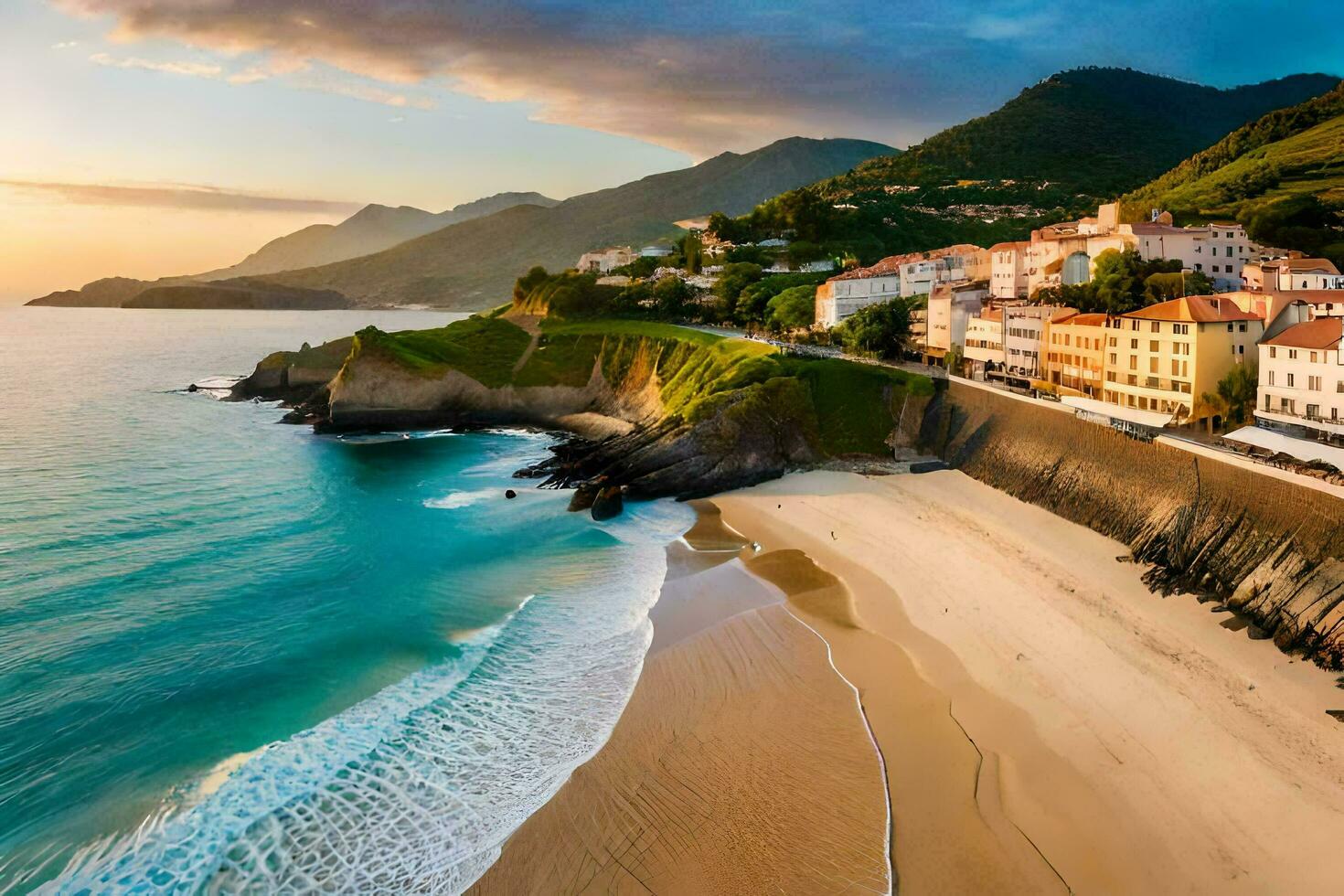 el playa en el ciudad de persona. generado por ai foto