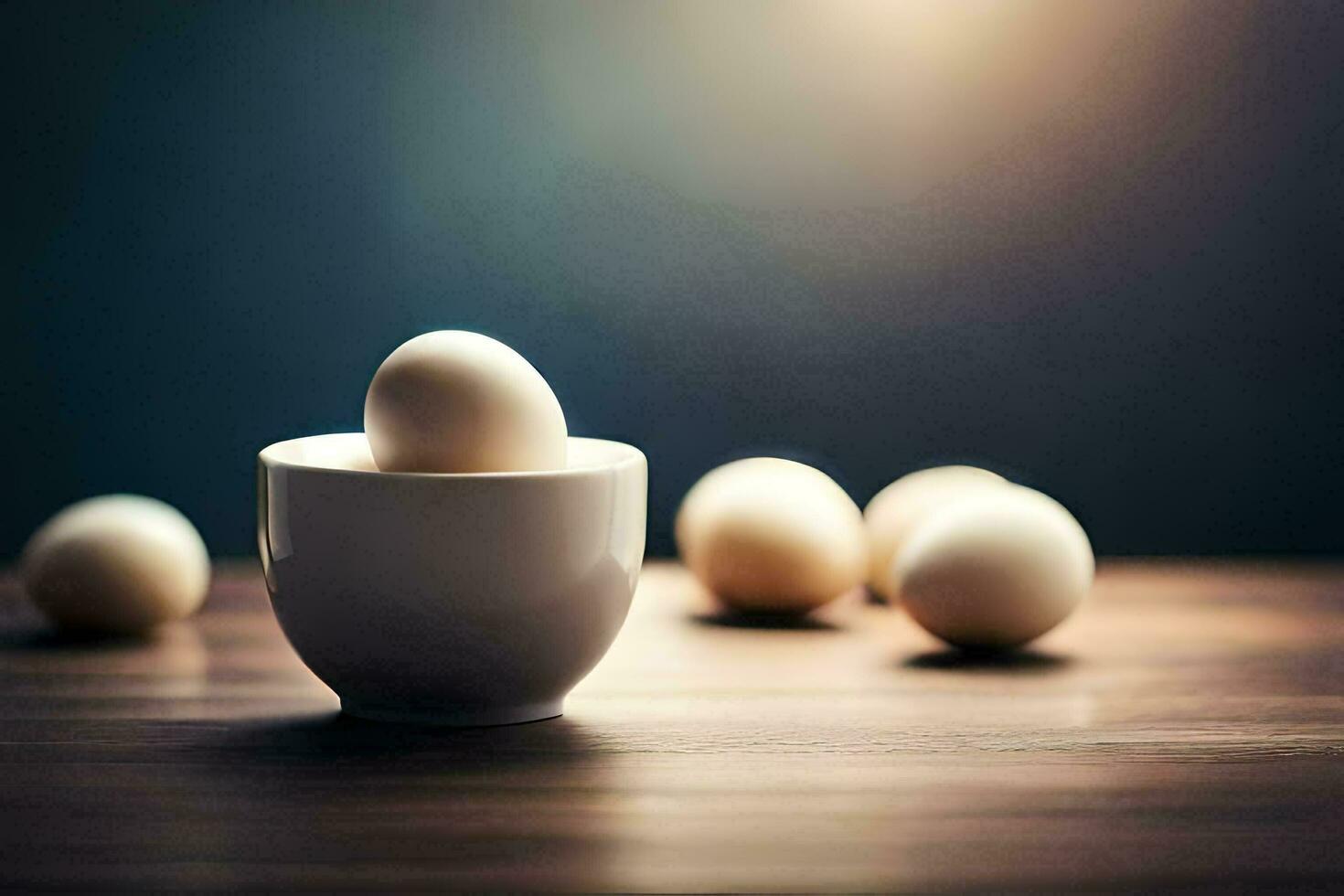 white eggs in a cup on a table. AI-Generated photo