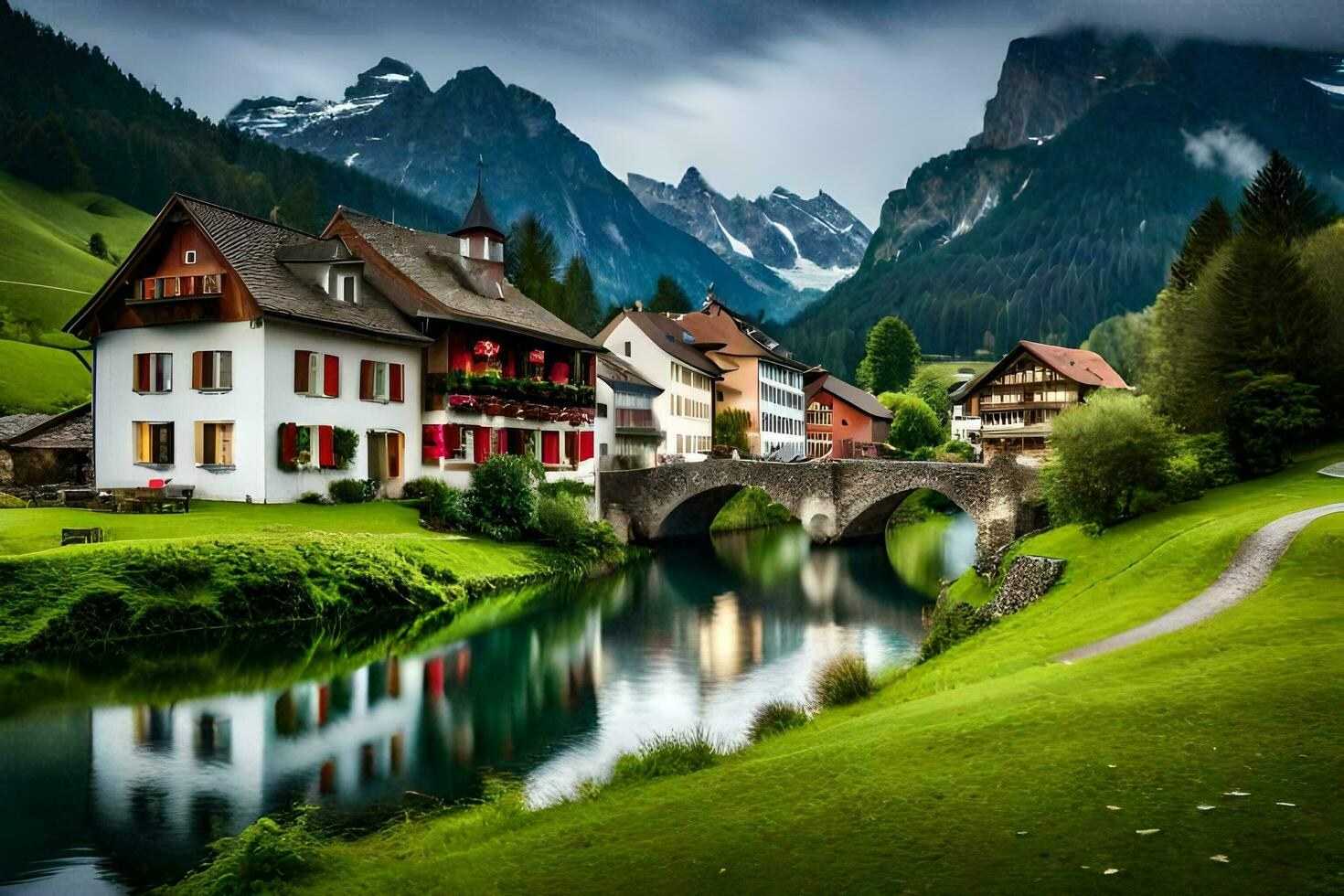 the village of switzerland. AI-Generated photo