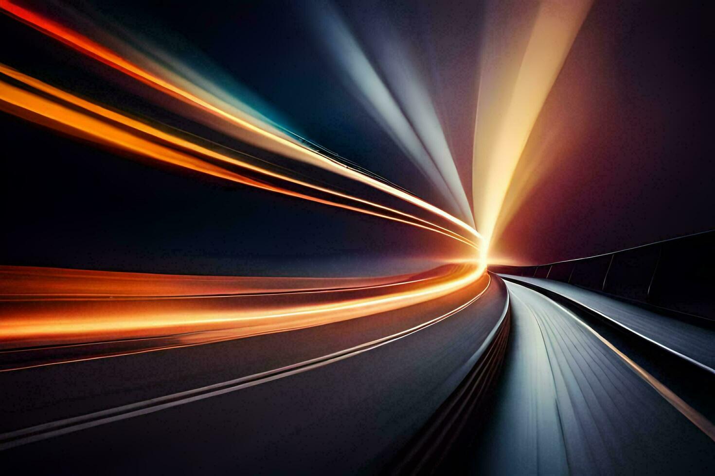 a long exposure photograph of a highway at night. AI-Generated photo