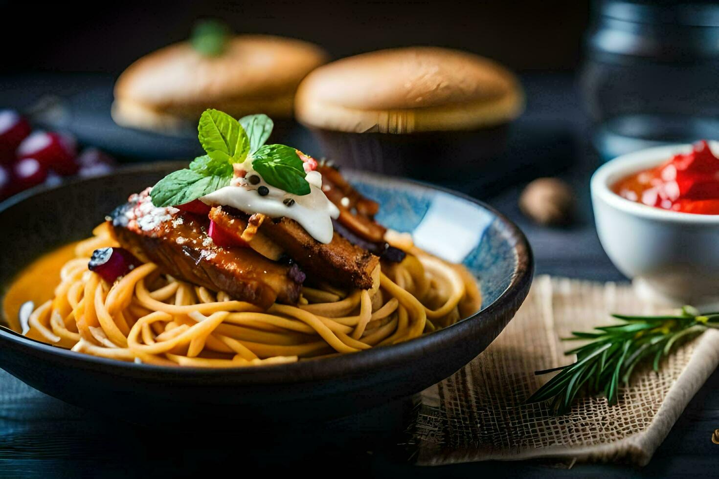 spaghetti with meat and sauce. AI-Generated photo