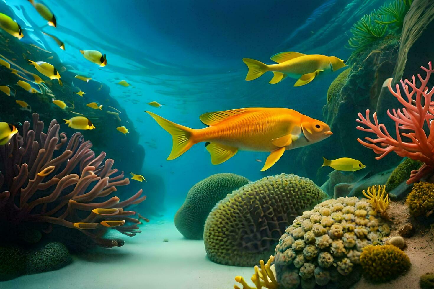 underwater scene with fish and coral reefs. AI-Generated photo