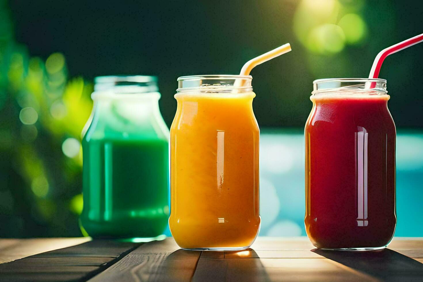 three different types of juice in glass bottles. AIGenerated 32826027