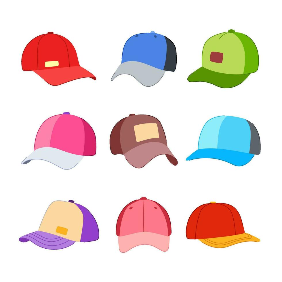 gorra de béisbol conjunto ilustración vectorial de dibujos animados vector