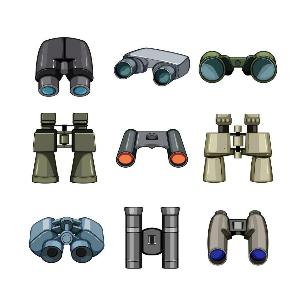 binoculars set cartoon vector illustration