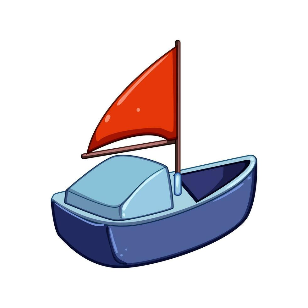 ship boat toy cartoon vector illustration