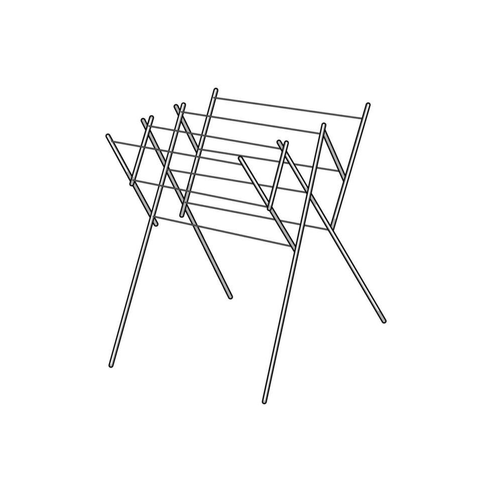 dry clothes drying rack cartoon vector illustration