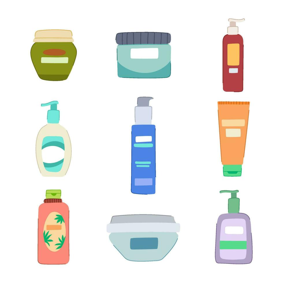 cleansing cream set cartoon vector illustration