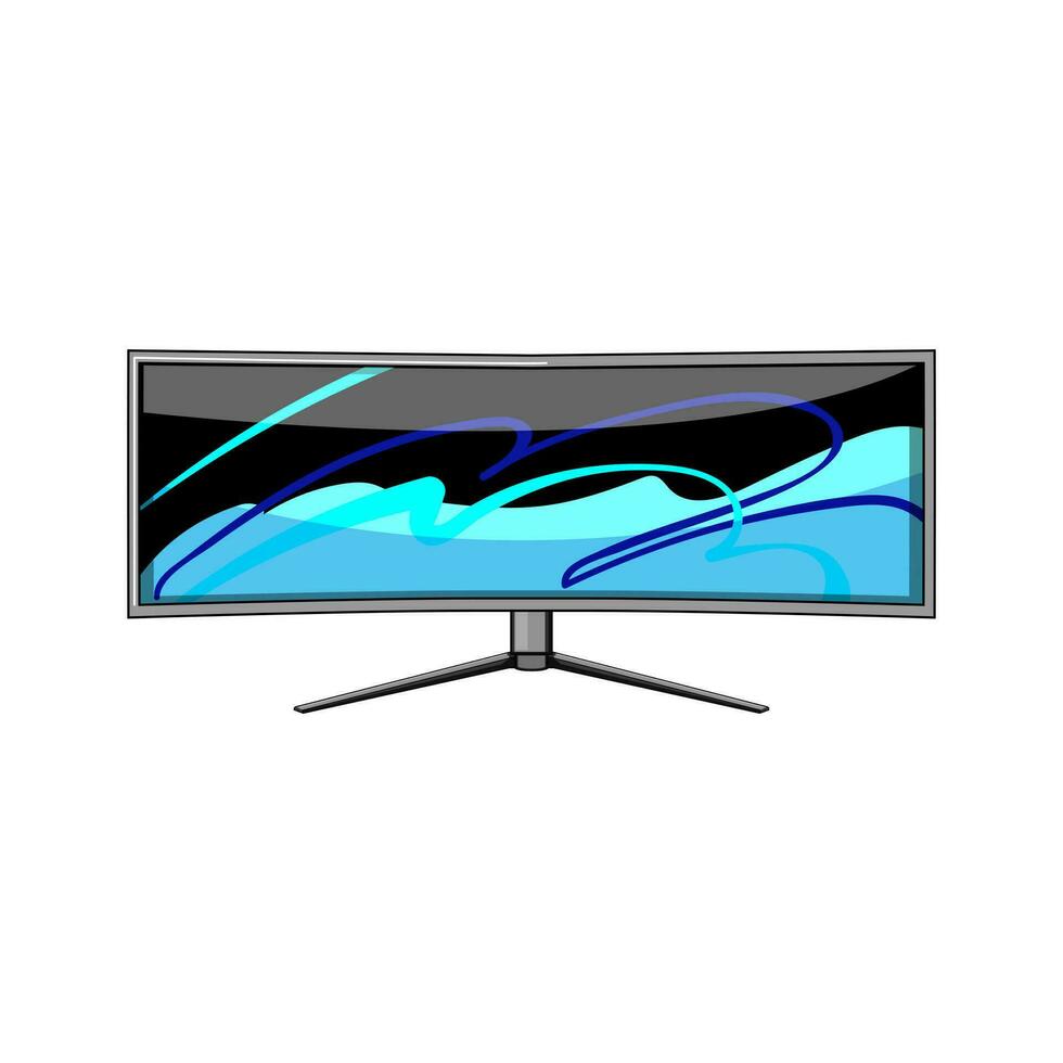 monitor curved screen cartoon vector illustration