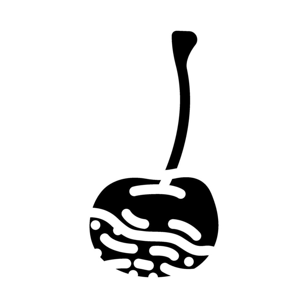Cereza podrido comida glifo icono vector ilustración