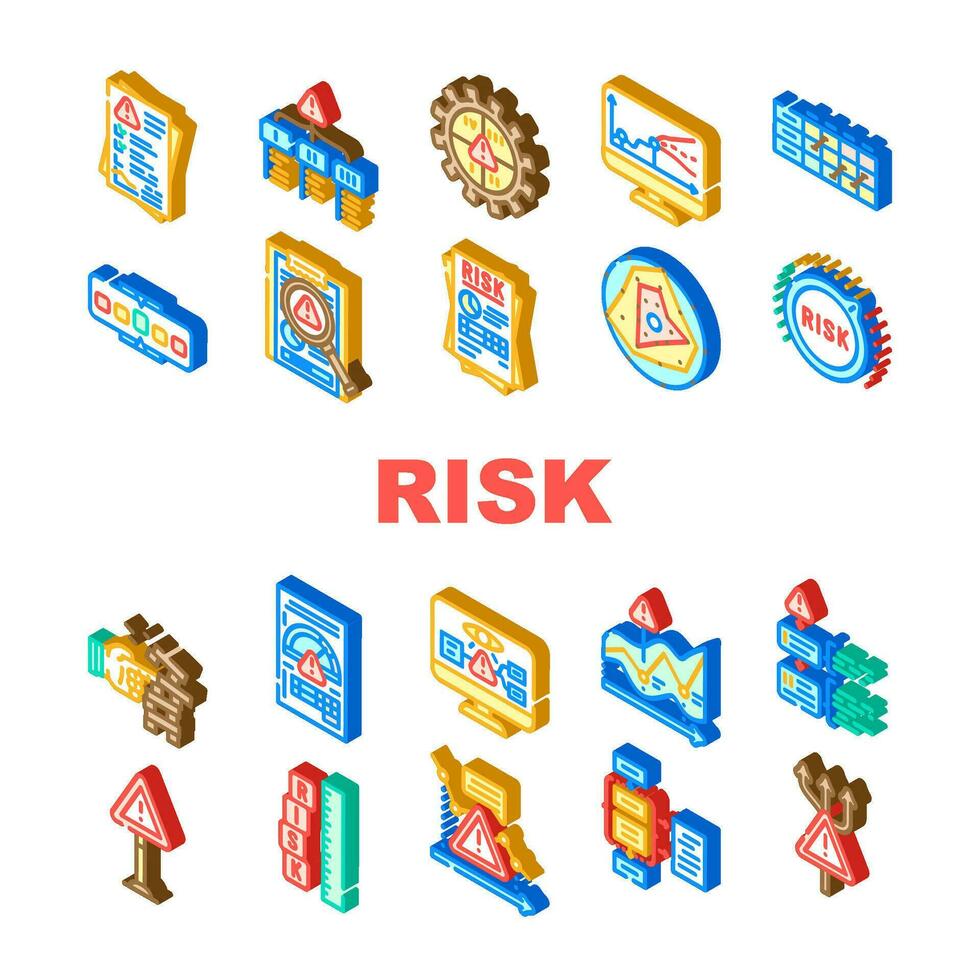 risk analyst business icons set vector