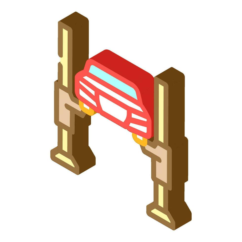 car lift mechanic isometric icon vector illustration