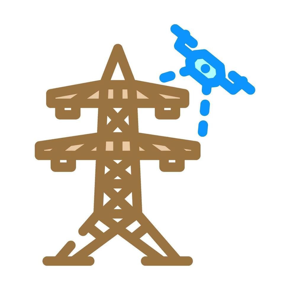 power line inspection drone color icon vector illustration