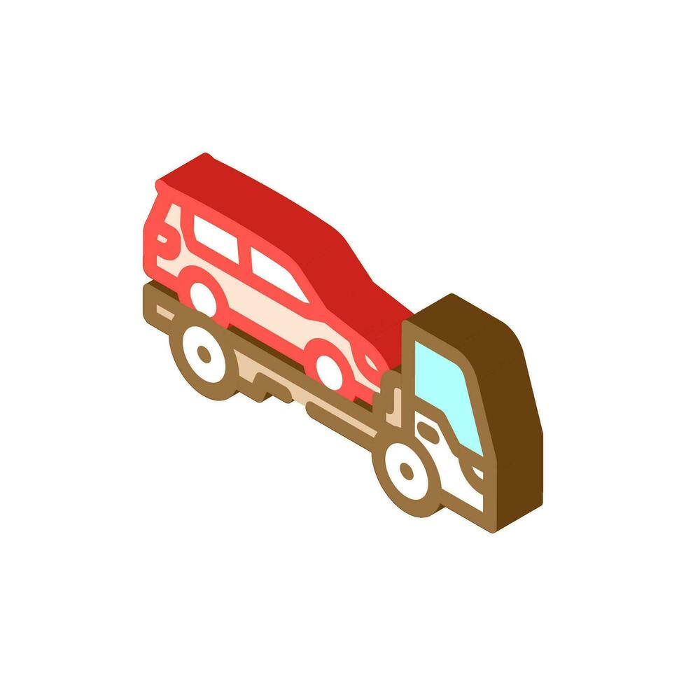 remolque Servicio coche mecánico isométrica icono vector ilustración