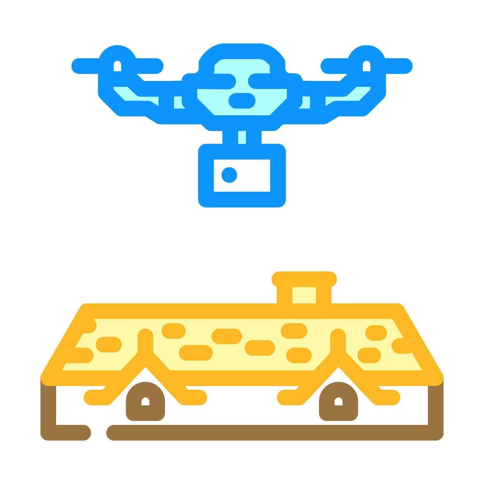 roof inspection drone color icon vector illustration