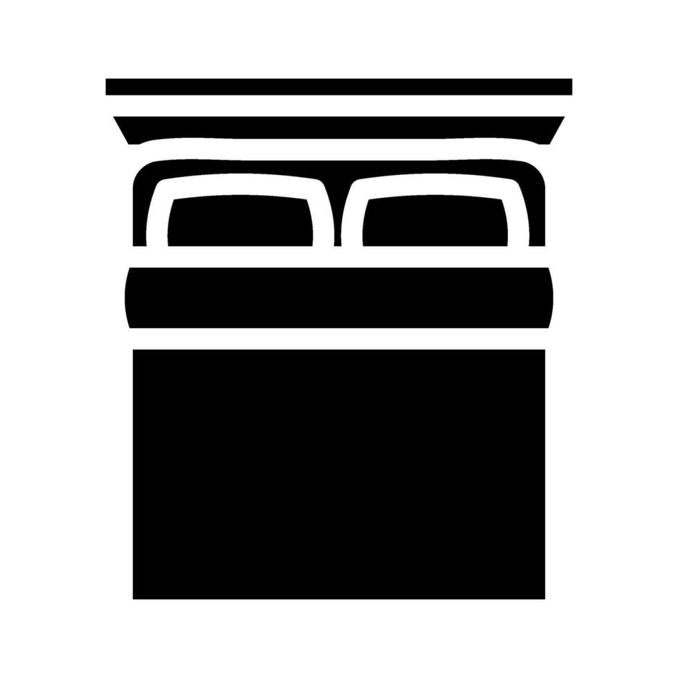 double bed top view glyph icon vector illustration
