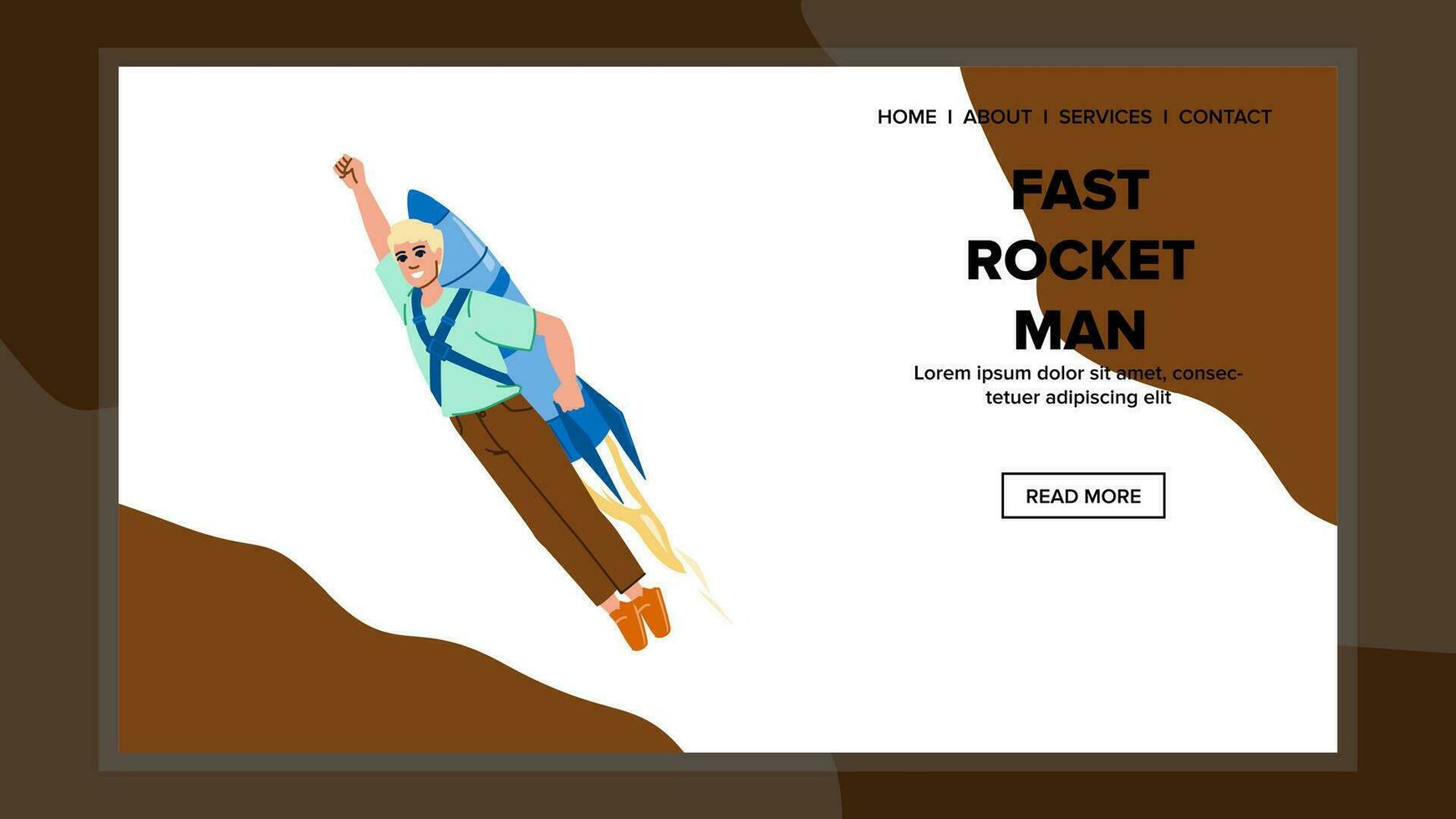 flat fast rocket man vector