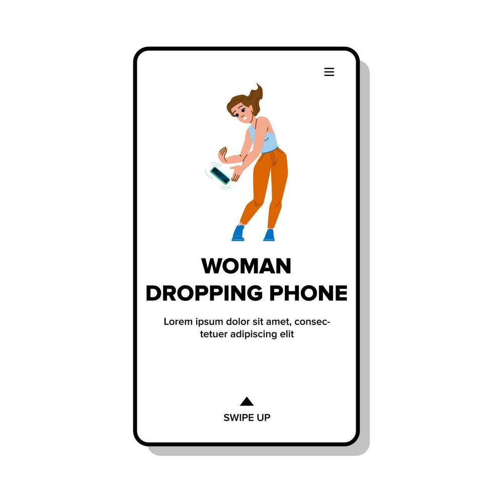 web woman dropping phone vector