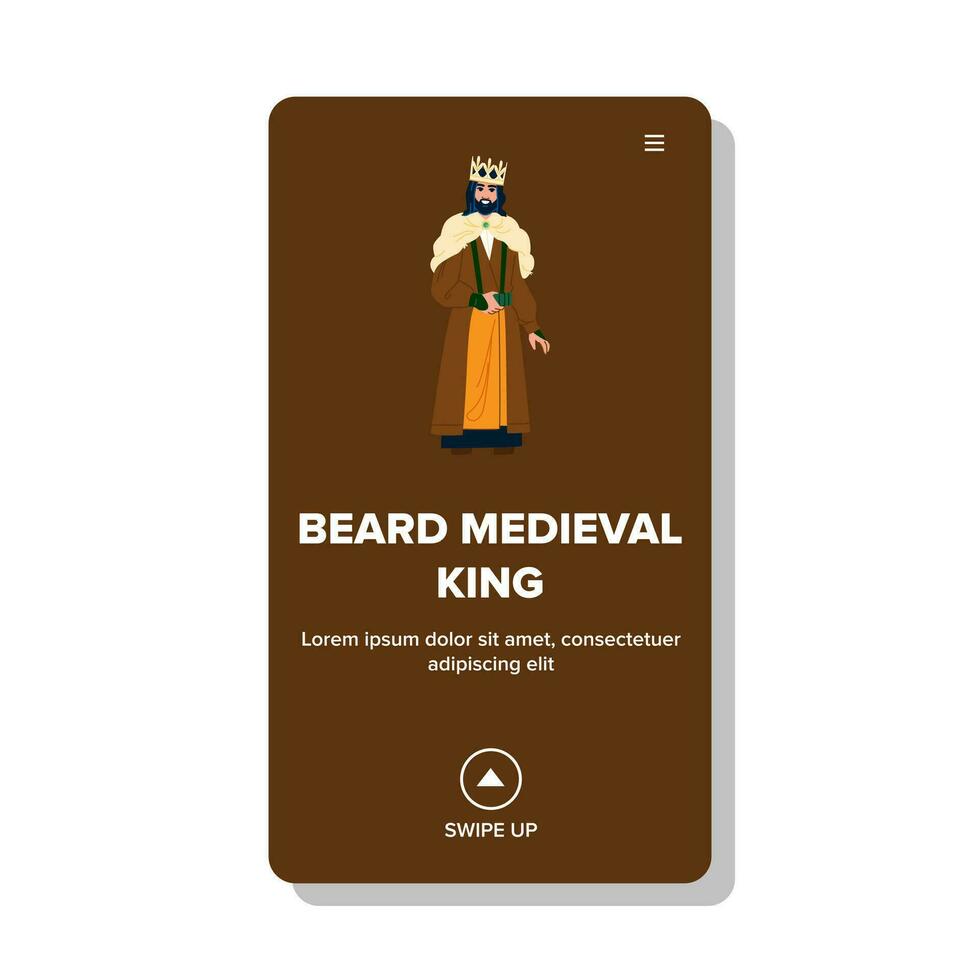 flat beard medieval king vector