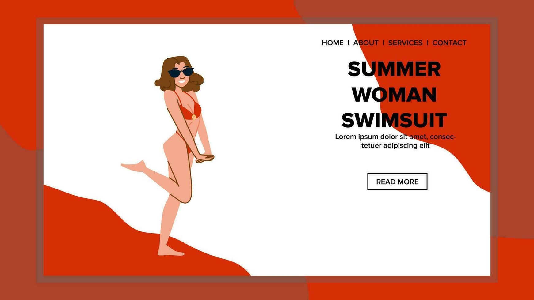 ocean summer woman swimsuit vector