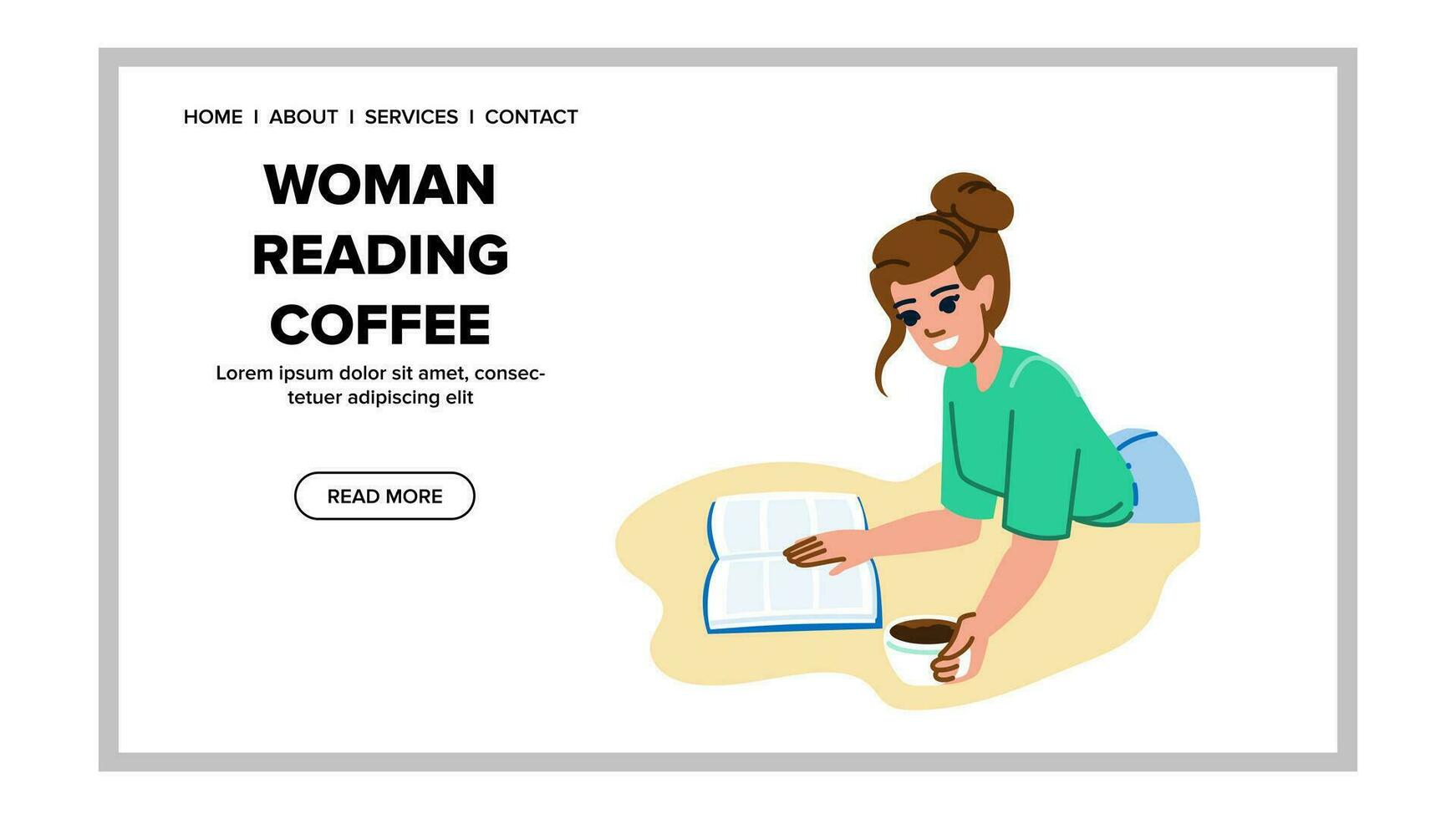 home woman reading coffee vector