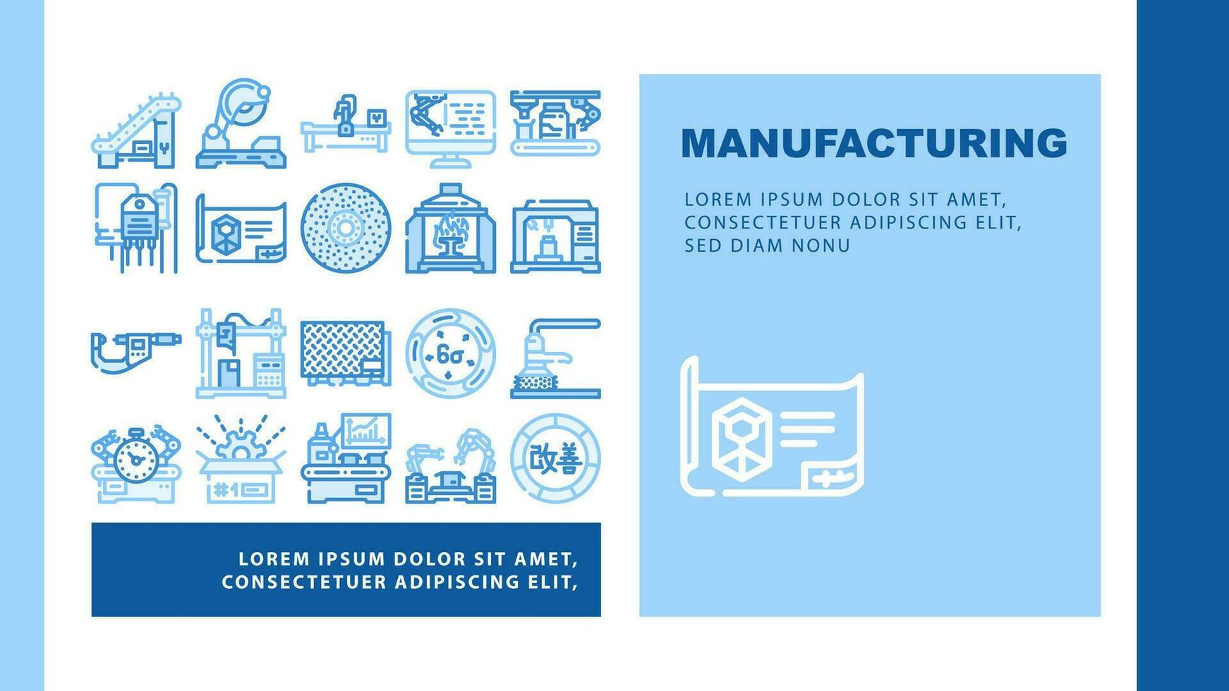 manufacturing factory production landing header vector