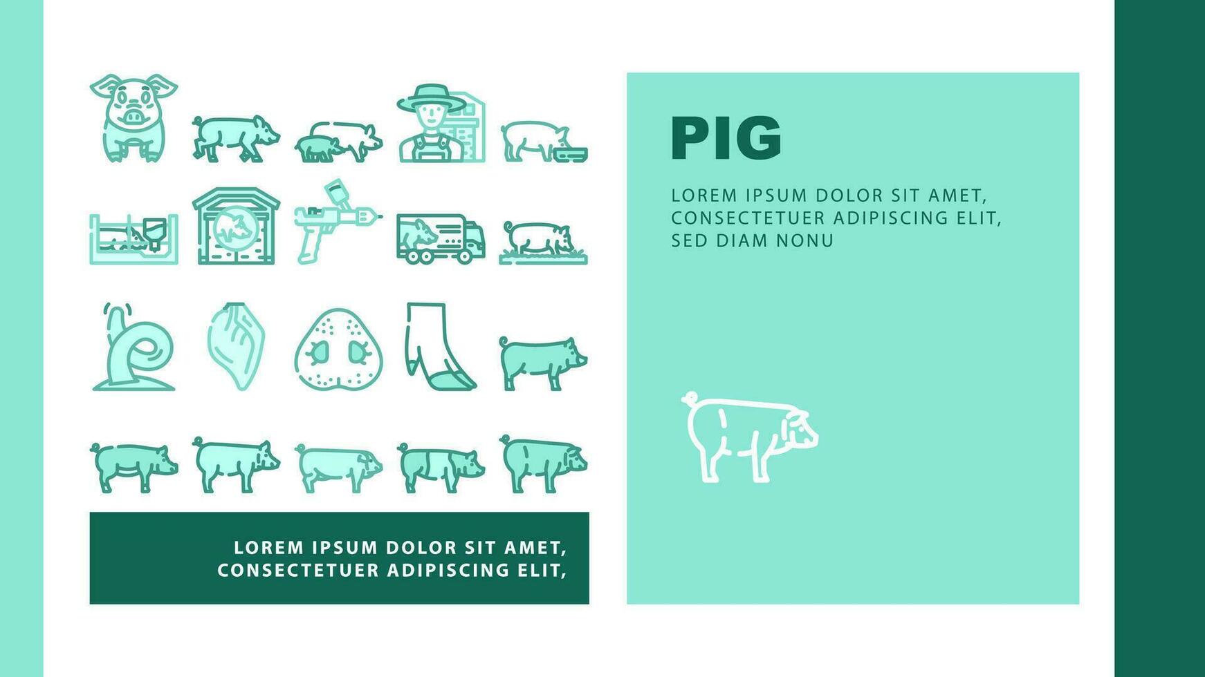 pig pork farm landing header vector