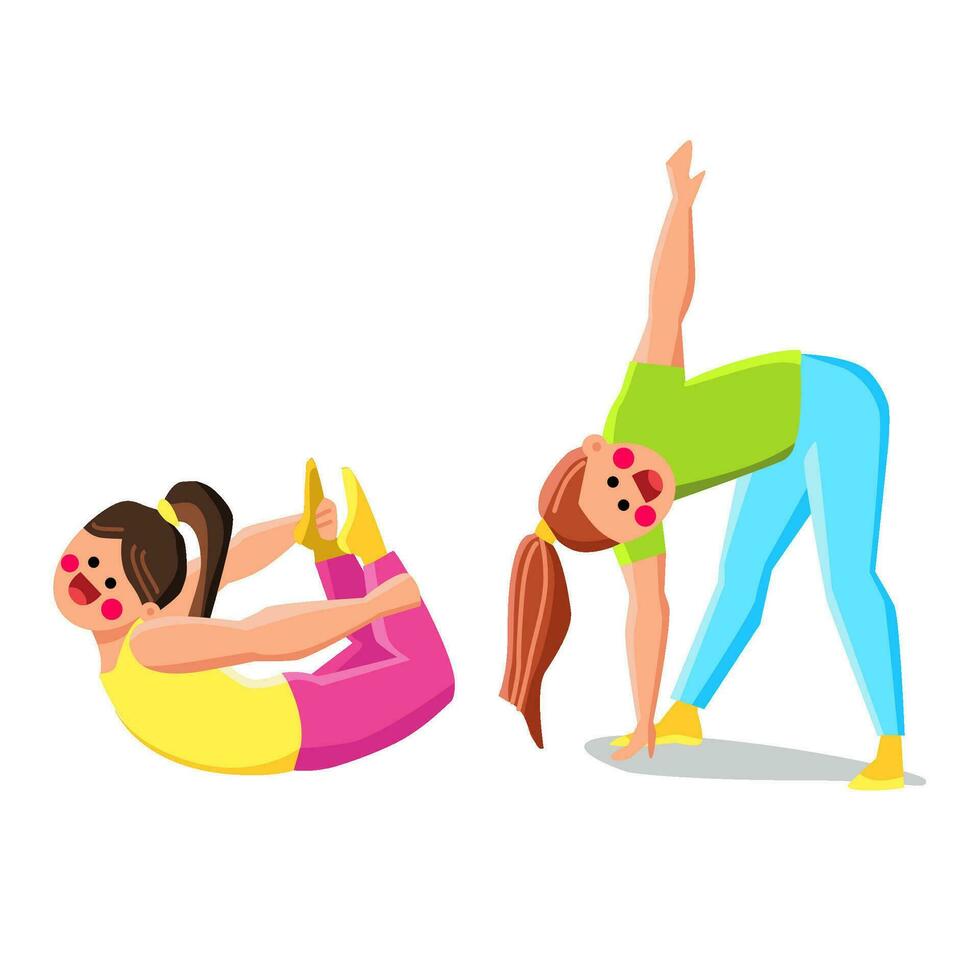 fitness kid girl yoga vector