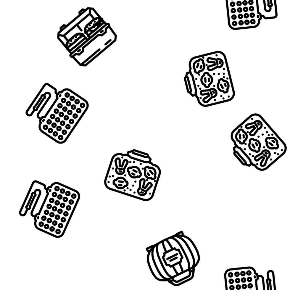 lunch school food box lunchbox vector seamless pattern