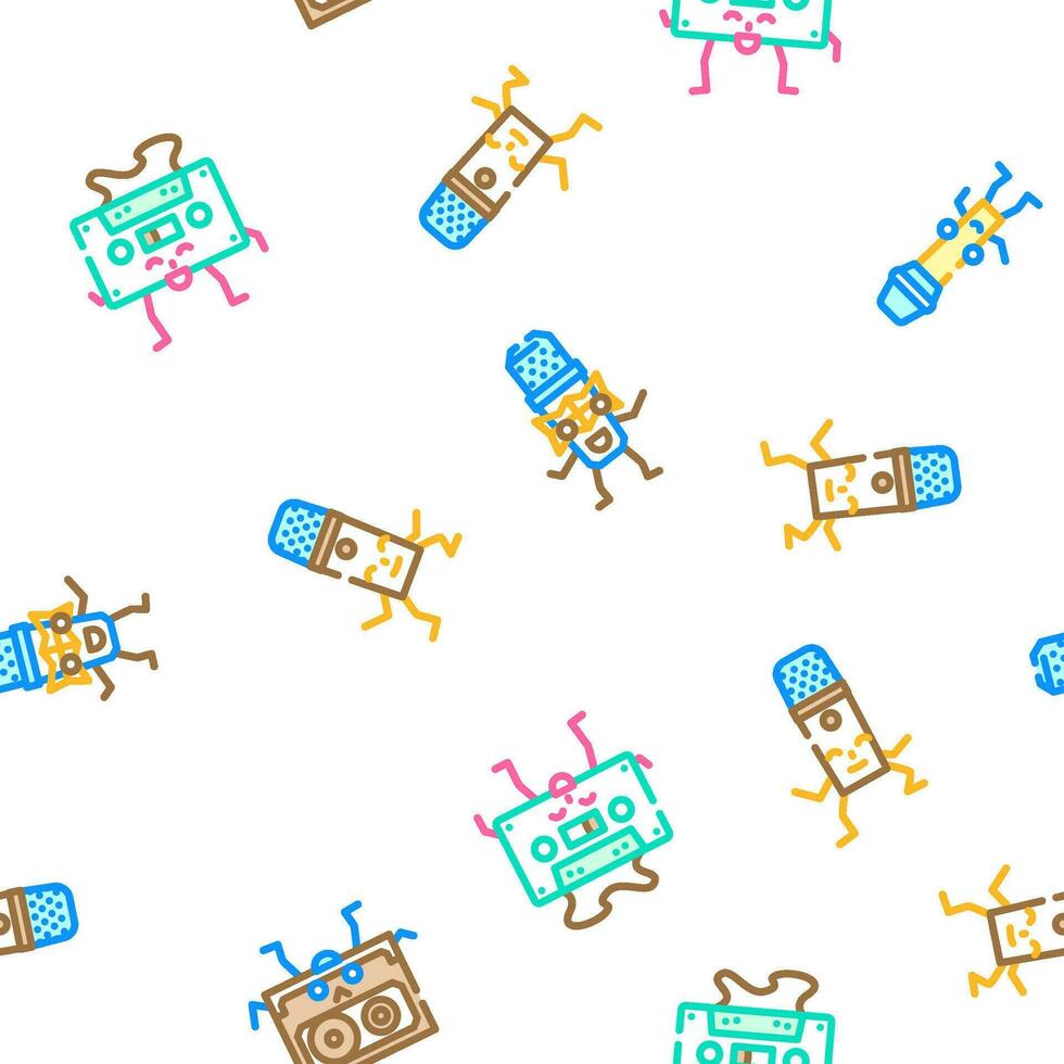 retro music party vintage vector seamless pattern