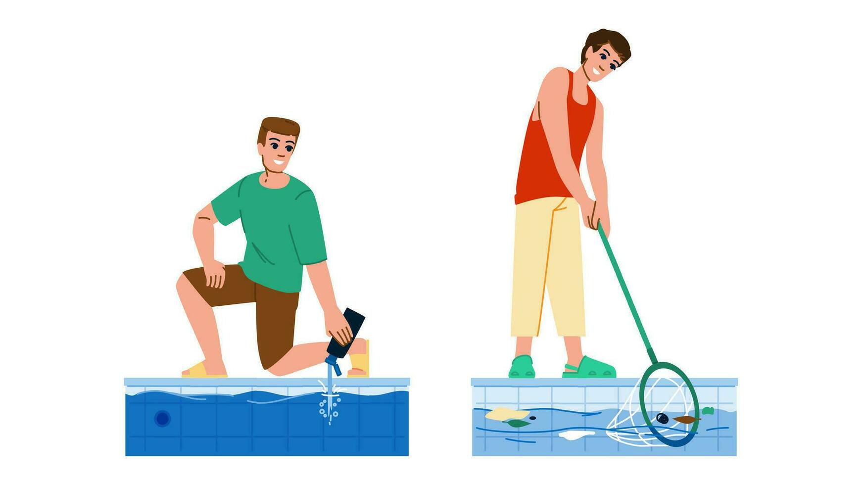 summer pool cleaning vector