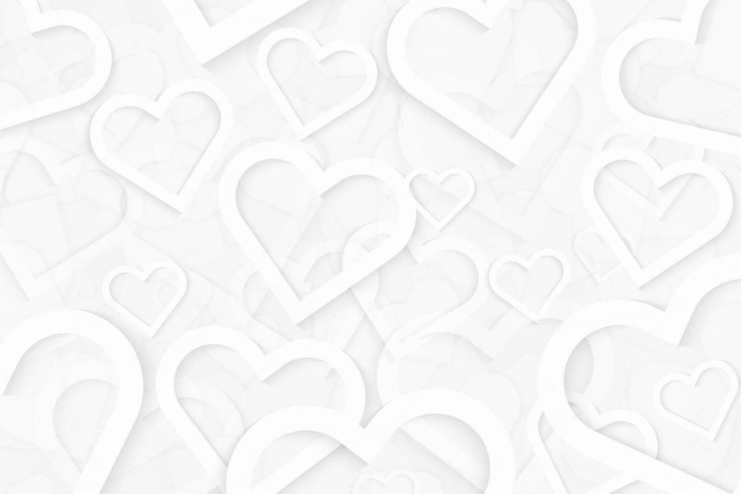 Valentine hearts background in white color. Abstract background design with symbol of love. vector