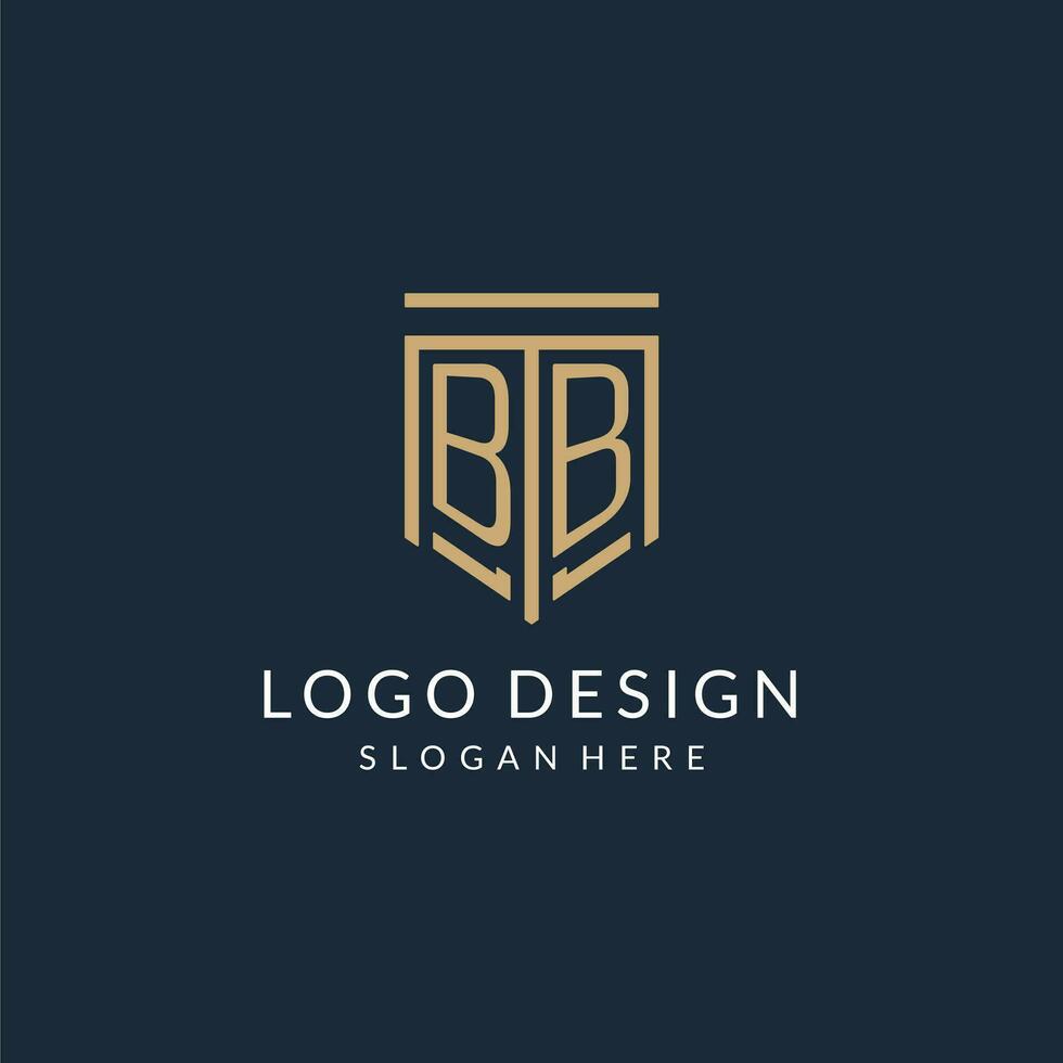 Initial BB shield logo monoline style, modern and luxury monogram logo design vector