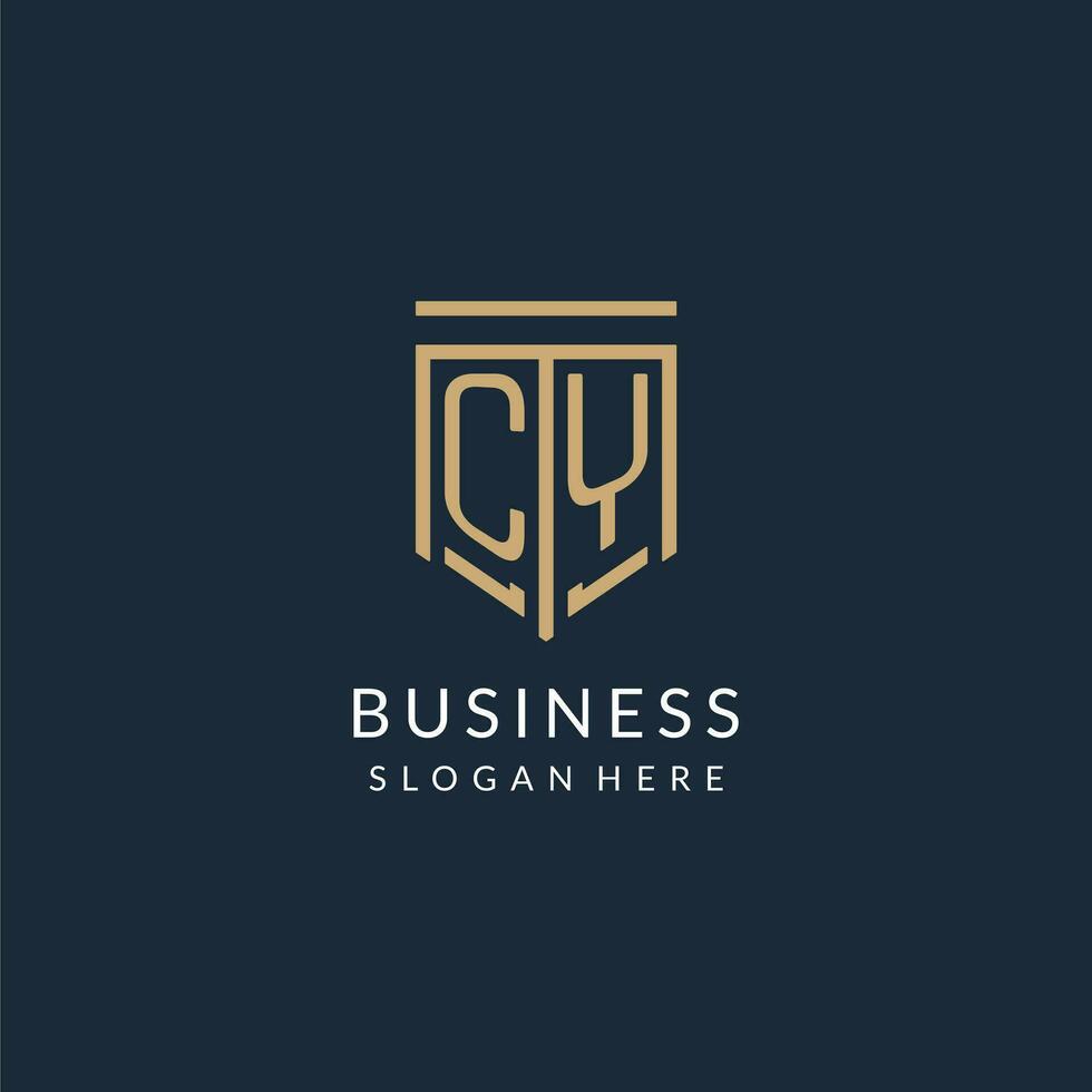 Initial CY shield logo monoline style, modern and luxury monogram logo design vector