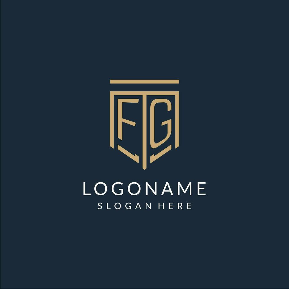 Initial FG shield logo monoline style, modern and luxury monogram logo design vector