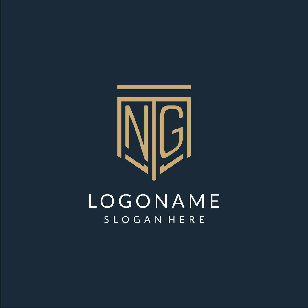 Initial NG shield logo monoline style, modern and luxury monogram logo design vector